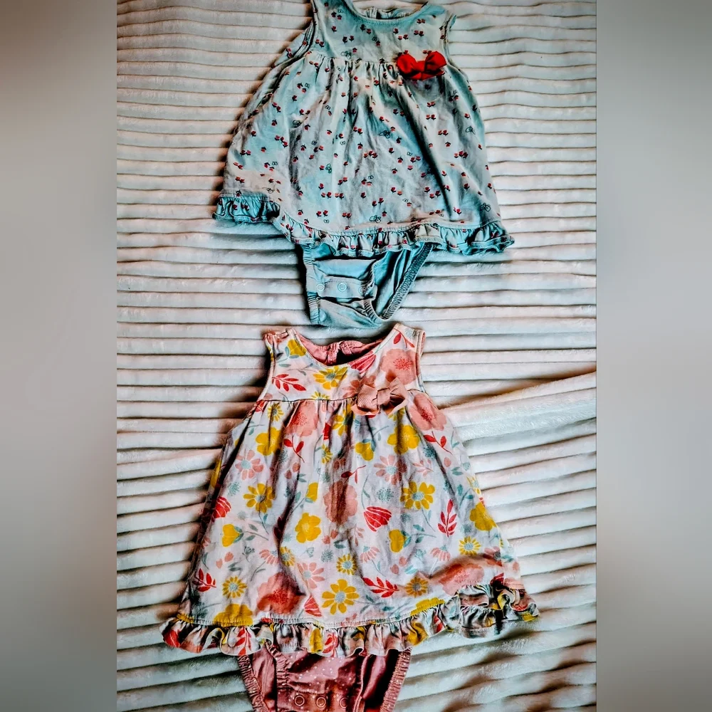 Child of Mine Blue and Pink Floral Romper Dress